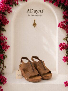 Minimalist Boho Cottagecore NWT Wedge Sandals Australian Neutral Leather FME 38